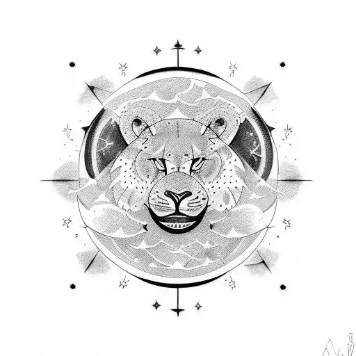 Moon With The Constellation Of Leo