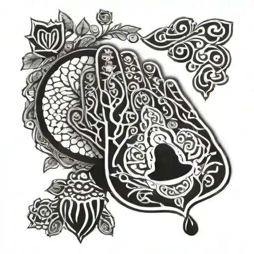 Hamsa Hand With Buddha And Tree Of Life