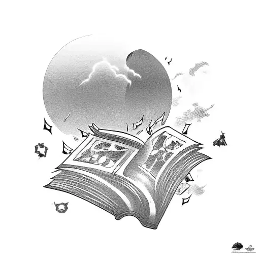 A Scene From An Anime Movie With Characters Reading Books And Listening To Music Tattoo