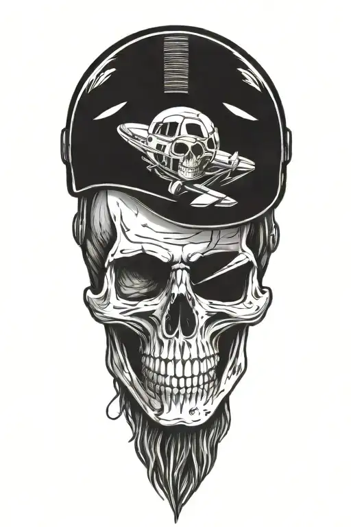 Skull Wearing Airplane Helmet