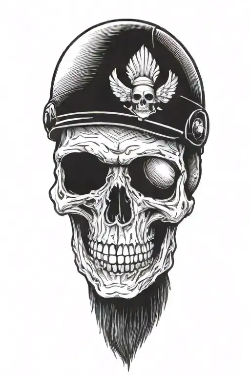 Skull Wearing Pilot Helmet