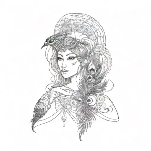 A Girl With Peacock Feathers