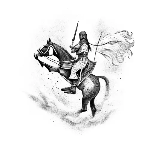 Kurdish Warrior Riding A Majestic Horse In Battle