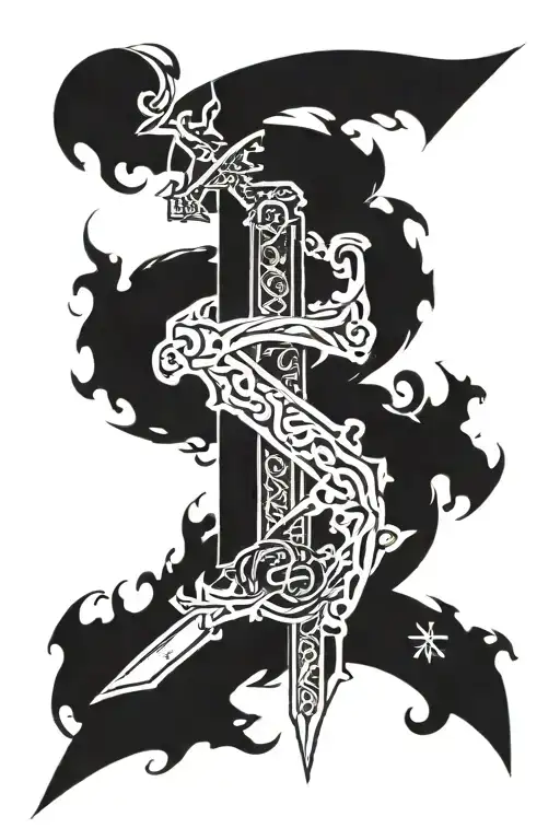 The Symbol Kaizen Over A Scar And Incorporate The Scar Into Either The Blade Of A Sword Or Turn