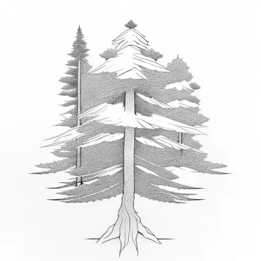 Pine Tree Forest With A Path In The Middle