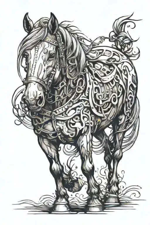 Draft Horse Dark Art Style