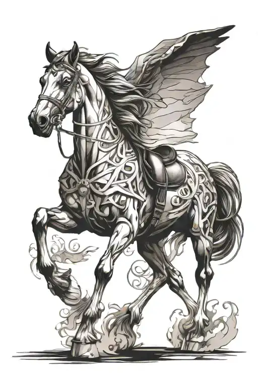 Draft Horse Dark Art Style Design