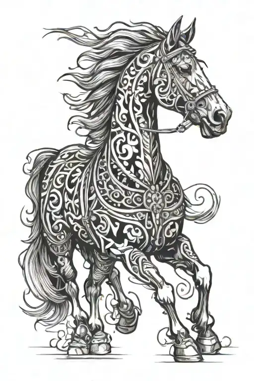 Draft Horse Gothic Art Style Design