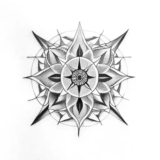 One Side A Compass And One Side A Lotus Flower