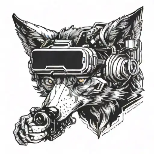 A Futuristic Cyberpunk Wolf Playing Video Games In A Virtual Reality World
