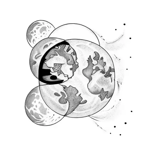A Celestial Love Story Between The Moon And Earth Tattoo