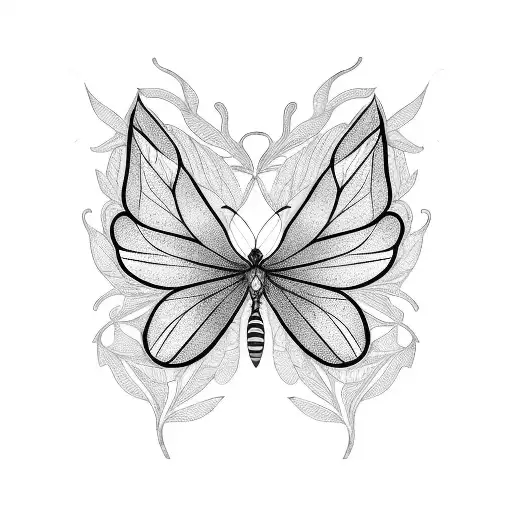 A Butterfly Made Up Of Intricate Leaf Patterns