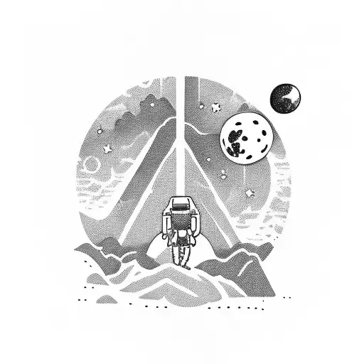 An Astronaut Holding A Sign That Says 'Peace' While Exploring An Otherworldly Landscape