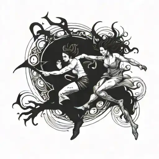 Demon Chasing A Woman