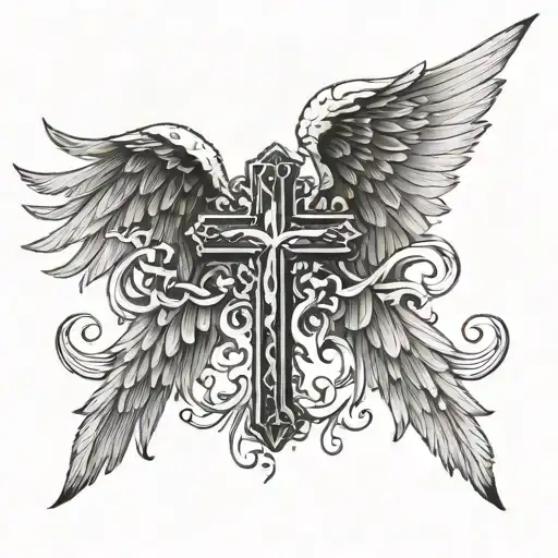 Angel Wings With A Cross In The Middle