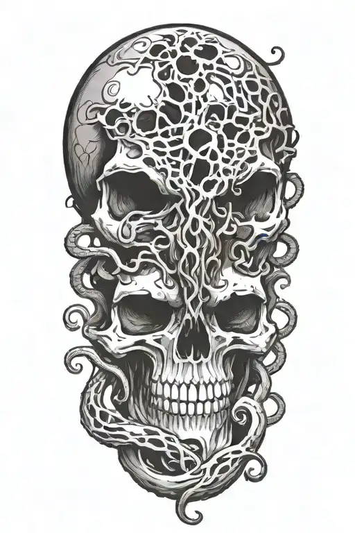 Cthulu Skull Wuth Tentacles Branching Around The Arm