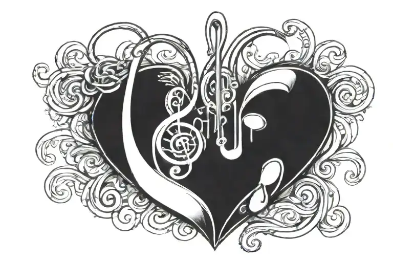 Heart Music Phone Tattoo