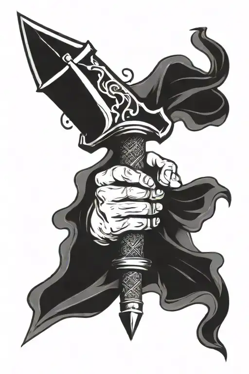 Hand Holding A Sword