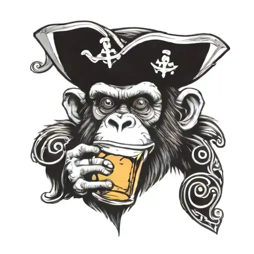 Pirate Monkey Drinking Beer