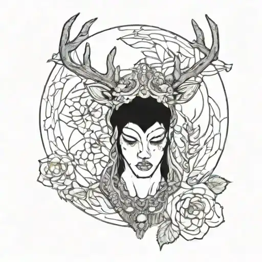 Deer God Wearing A Veil