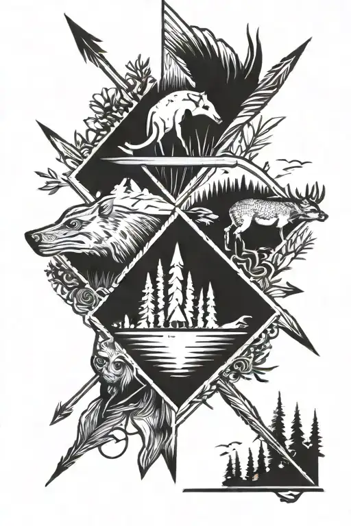 Arrow With North American Animals Hidden Within