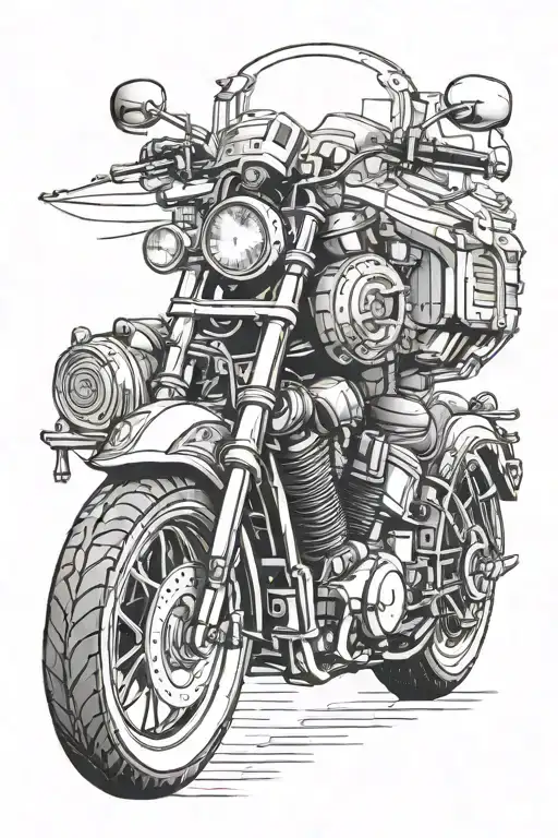 Incorporate A Detailed Motorcycle Engine Into A Stoic Roman Column Design