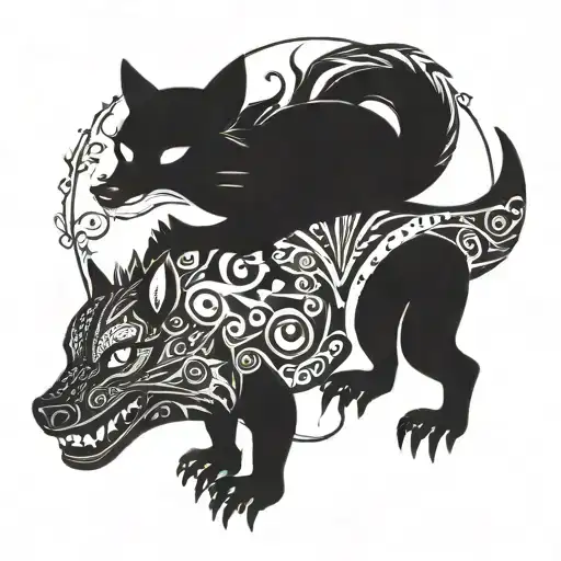 Totem Pole Inspired Design Wolf Frog Cuervo