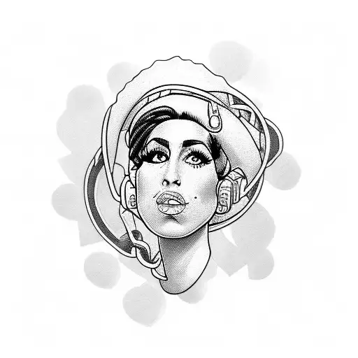 Amy Winehouse Portrait With Musical Notes Intertwined