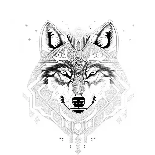 A Fierce Nordic Wolf Surrounded By Intricate Geometric Patterns