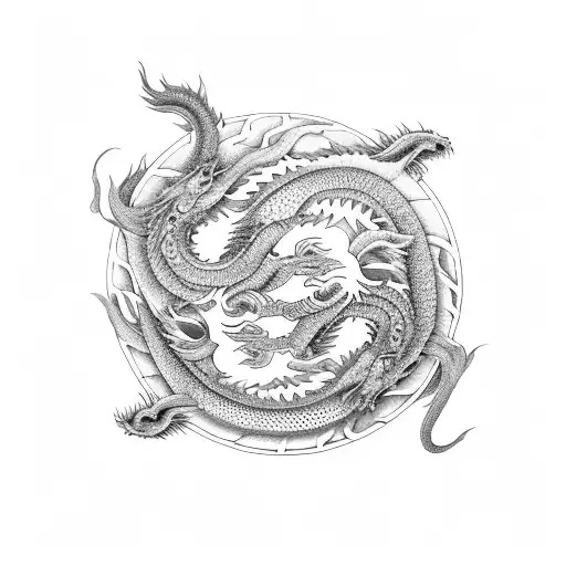 Japanese Dragon With Ying Yang