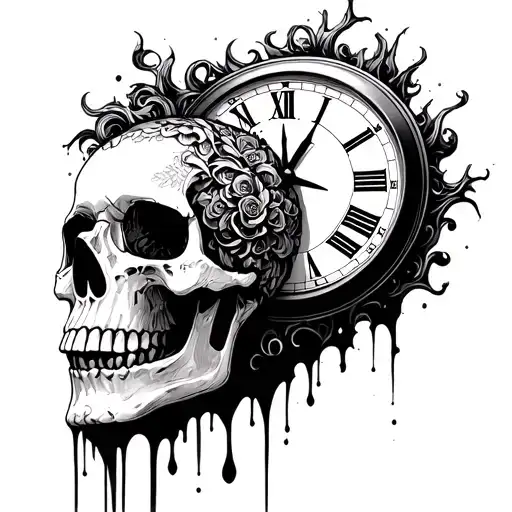 Skull And Clock Melting