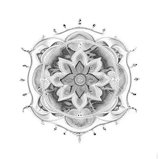 A Psychedelic Mandala With Musical Notes Woven Into The Design