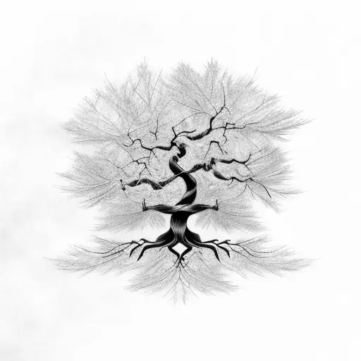 A Majestic Tree With Swirling Branches And Leaves Blowing In The Wind