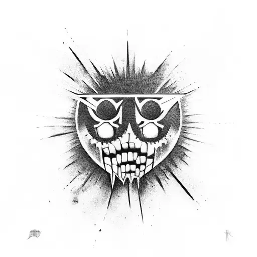 A Blackwork Tattoo Of A Hollywood Undead Album Cover