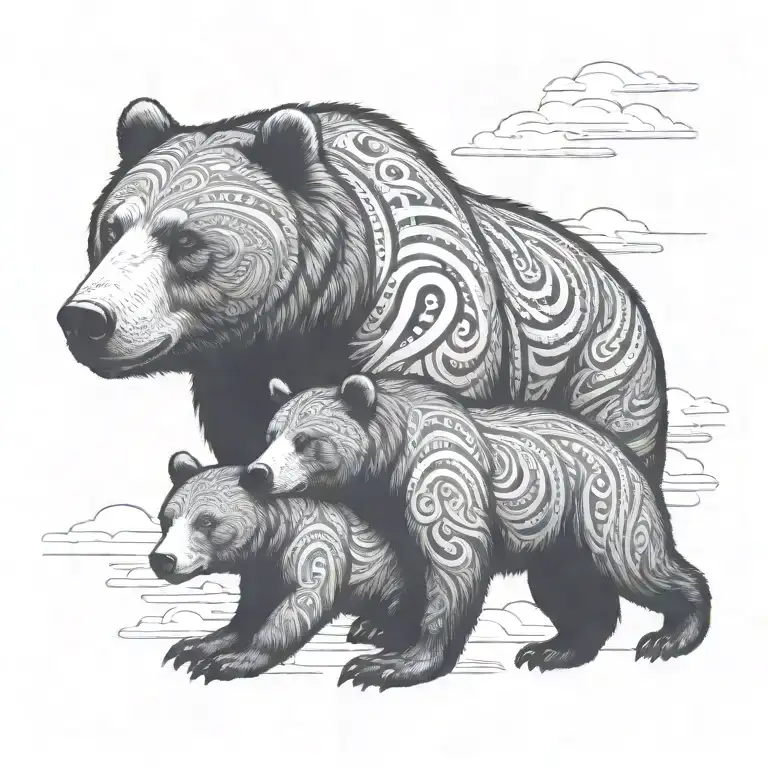 Dad Bear Son Bear Daughter Bear Tribal