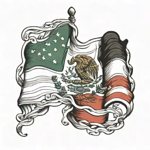 Mexican Flag American Flag Intertwined Within