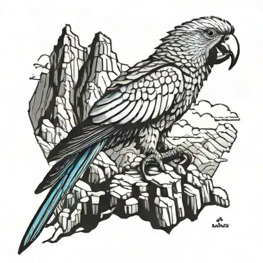 A Parrot Perched On A Mountain Peak With A Chart In Its Talons