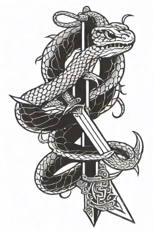 Snake Wrapped Around A Sword