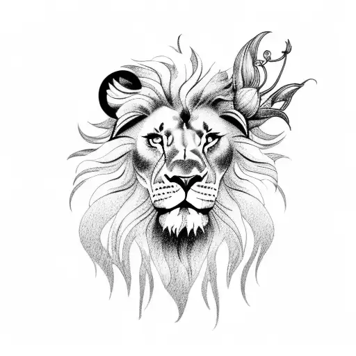 Narcissus Flower With Lion And Infinity