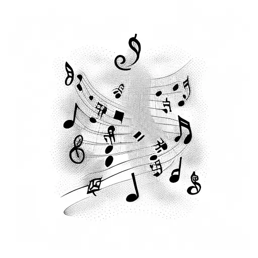 A Trail Of Music Notes Winding Through A Forest