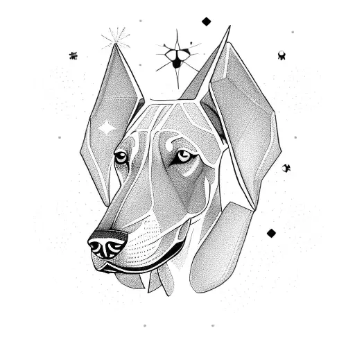 A Doberman Constellation In The Shape Of The Client's Zodiac Sign