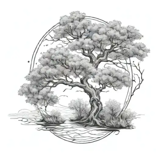 A Serene Forest Scene With A Hidden Therapy Symbol Intertwined With The Branches Of An Olive Tree