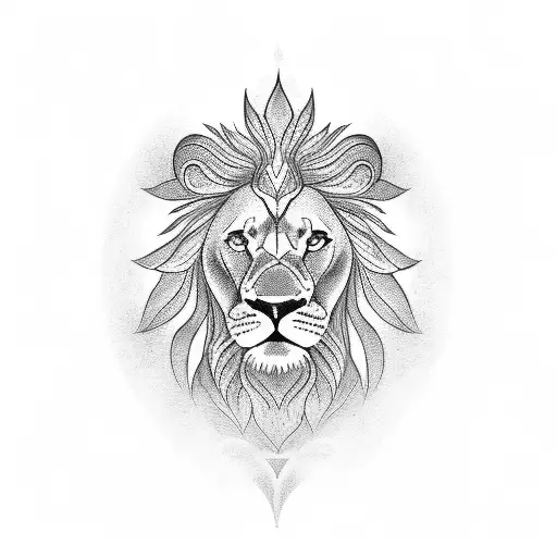 Human Is Sitting In Lotus Position Above Lion Head