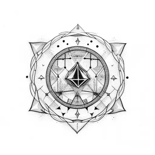 Alchemy Symbol Intertwined With Constellations