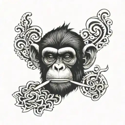 Monkey Smoking Cigarette