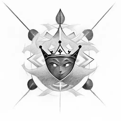 A Kings Crown With Ace Symbol With Ninja Stars