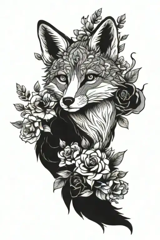 Fox With Flowers