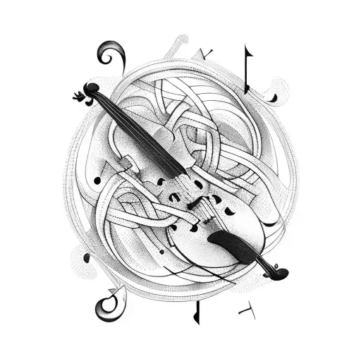 Sheet Music Intertwined With Violin Strings