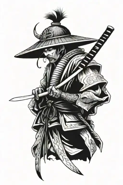 Samurai With Sword In Mouth