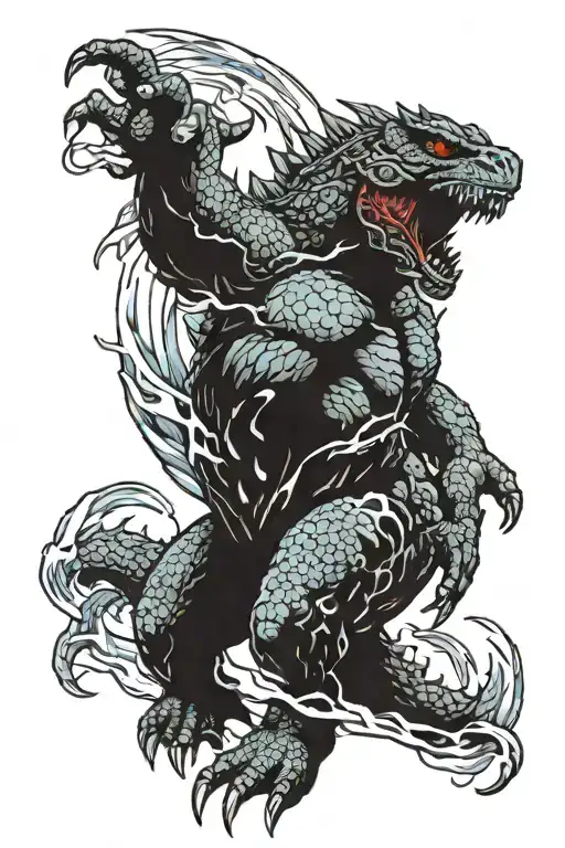Pure Evil Godzilla Brutal Atom Attack In The Air Ice Blue Red